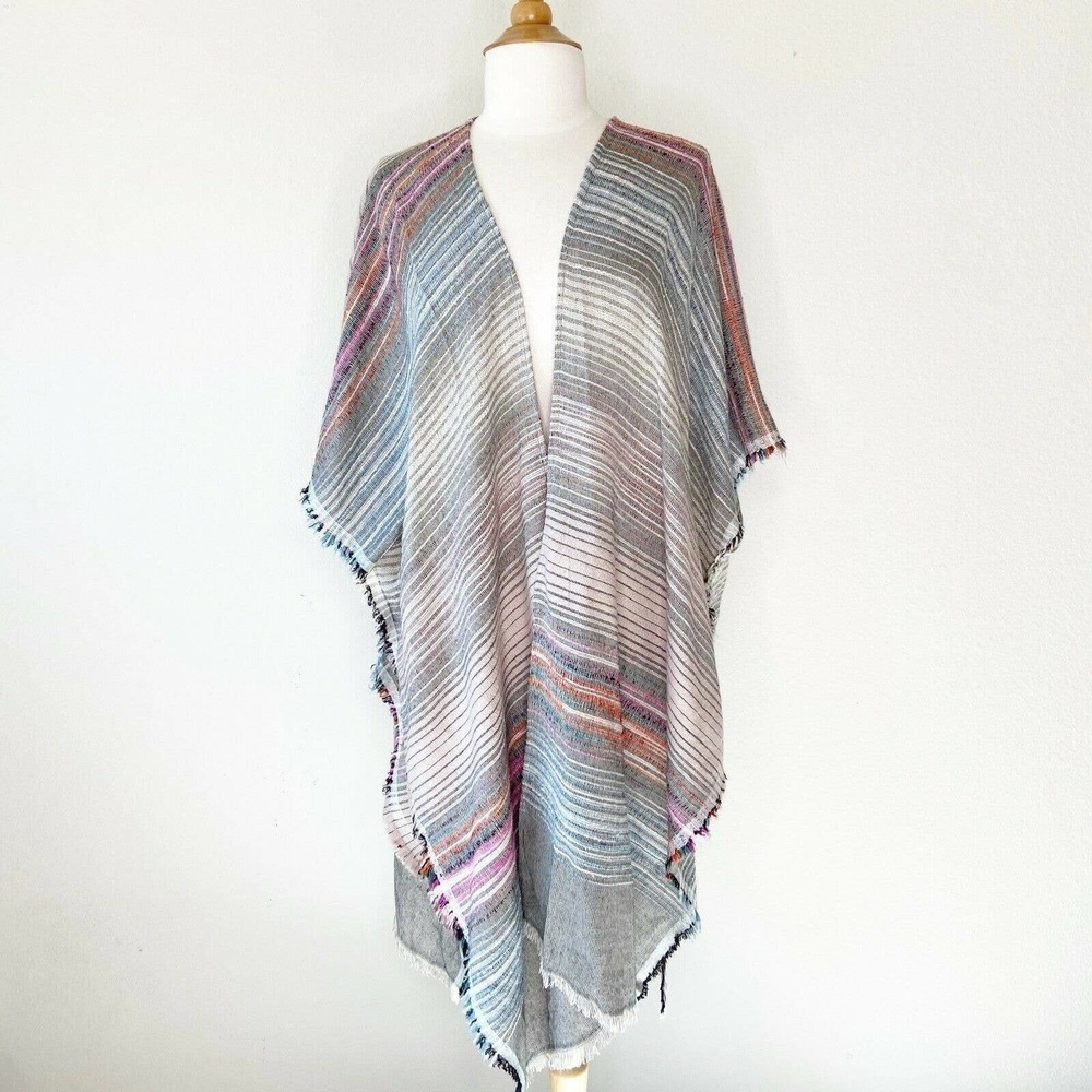 Cejon Frayed Hem Kimono Sz One Size